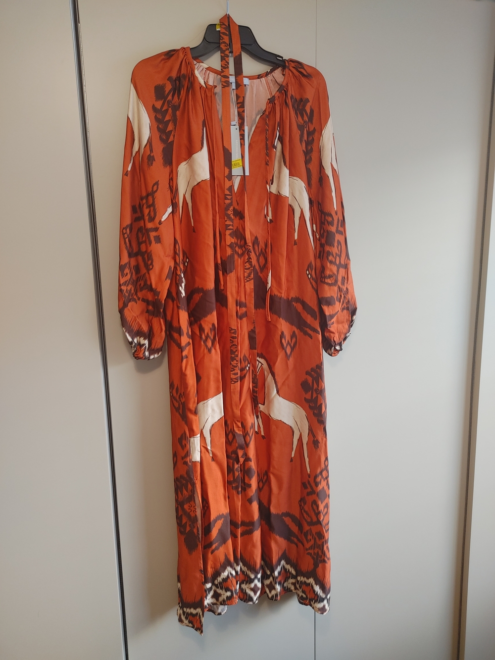 ANTONIO MELANI Orange and Cream Printed Maxi Dress Large - NWT
